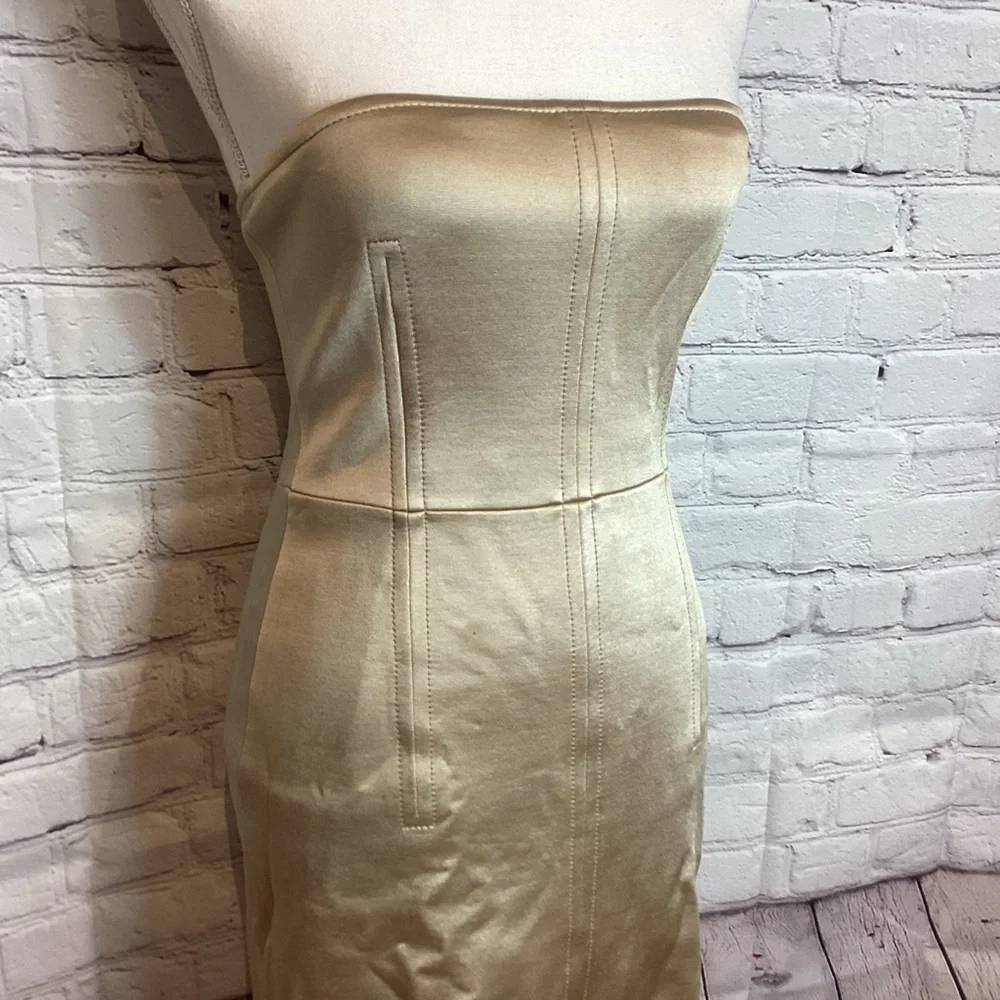STELLA MCCARTNEY STRAPLESS KNEE LENGTH DRESS CHAMPAGNE NWT SZ MED - Picture 8 of 14